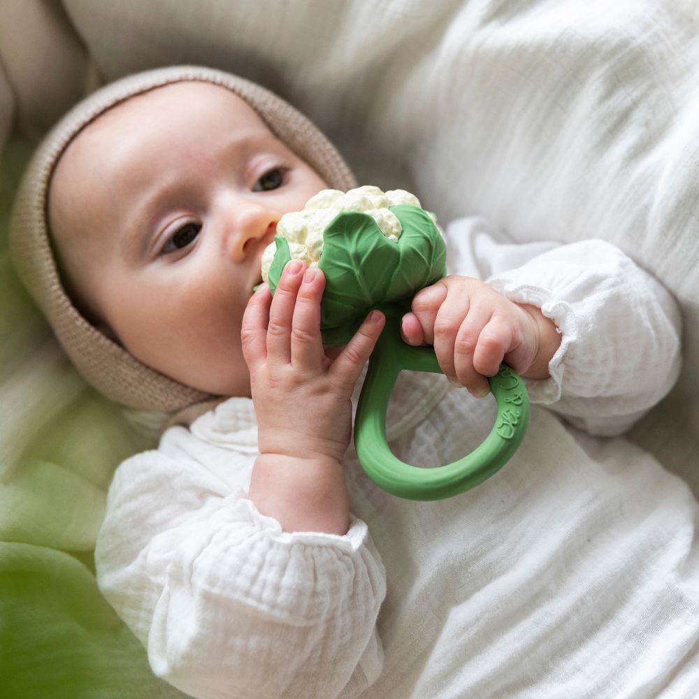 Anneau de dentition 2 en 1 chou-fleur