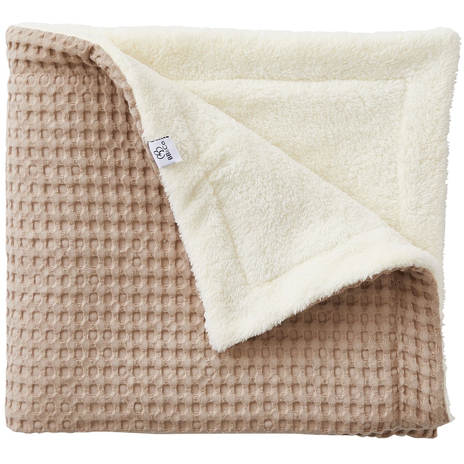 Bb&Co - Couverture polaire en coton gaufré Latte (75 x 120 cm)