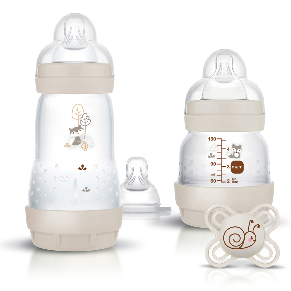 Coffret Naissance Sable (2 biberons+1 sucette+1 tétine débit 1) (MAM) - Couverture