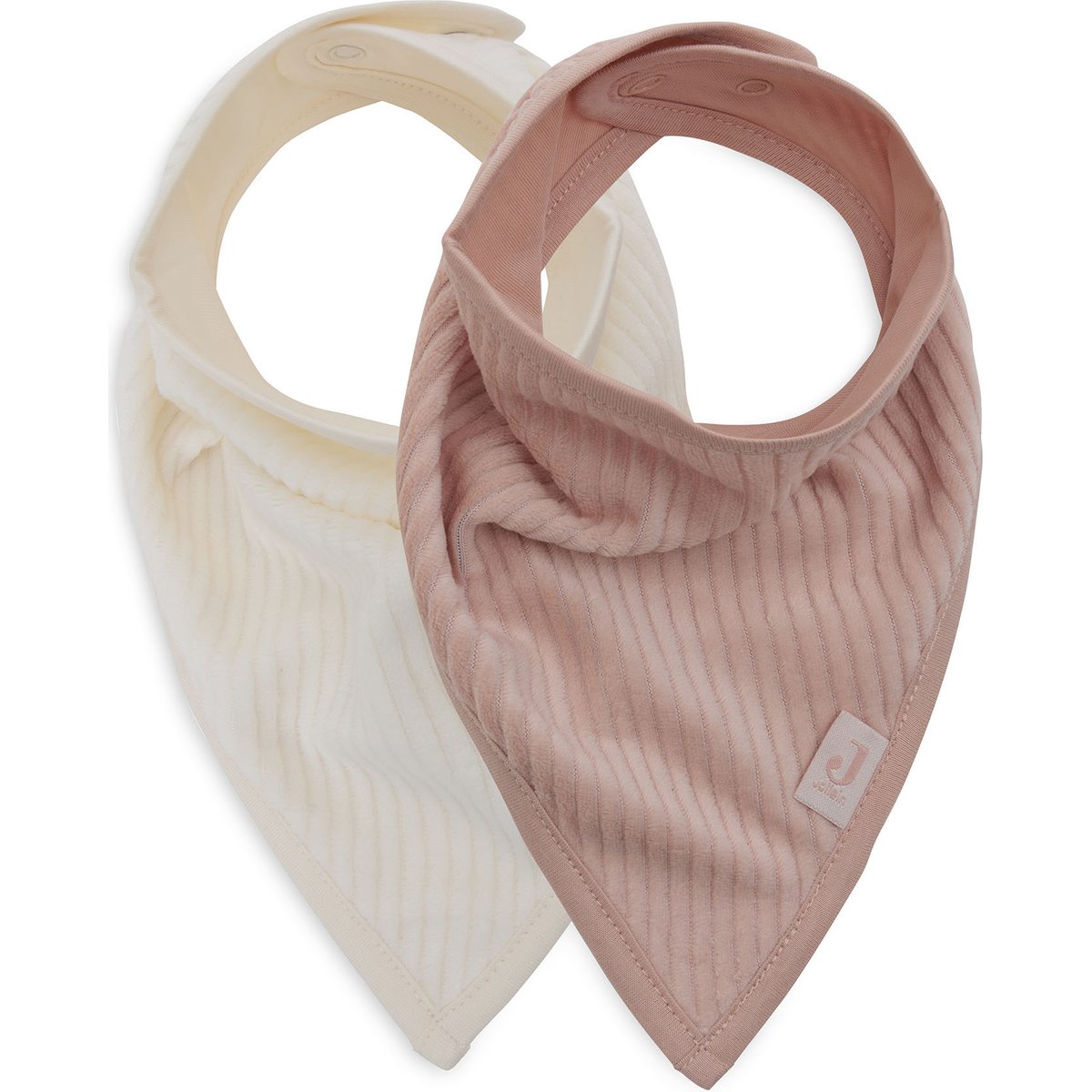 Jollein - Lot de 2 bavoirs bandana Velvet Rib Wild Rose-Ivory