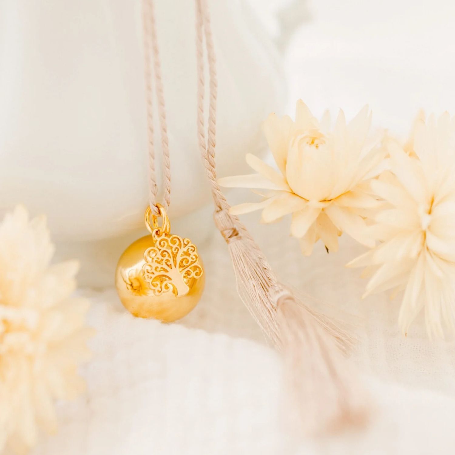 Pleine Lune - Bola de grossesse Gri-Gri Arbre de vie cordon (or jaune 18 carats)