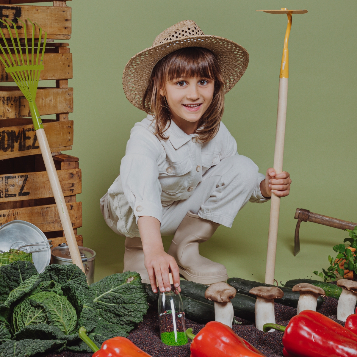 Bouteille sensorielle Learn bottle Veggies (Petit Boum) - Image 1
