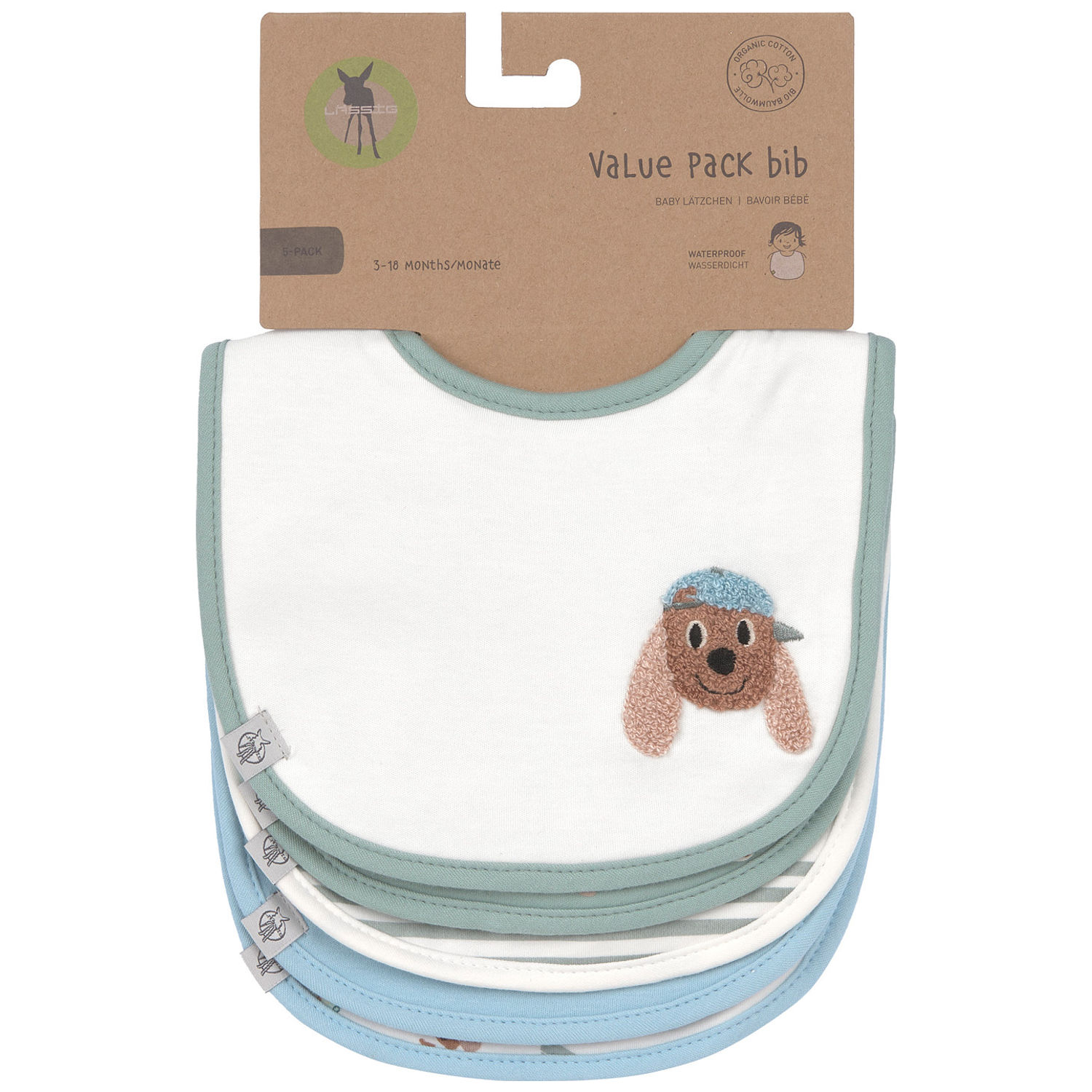 Lot de 5 bavoirs coton bio Tiny Team Chien (Lassig) - Image 7