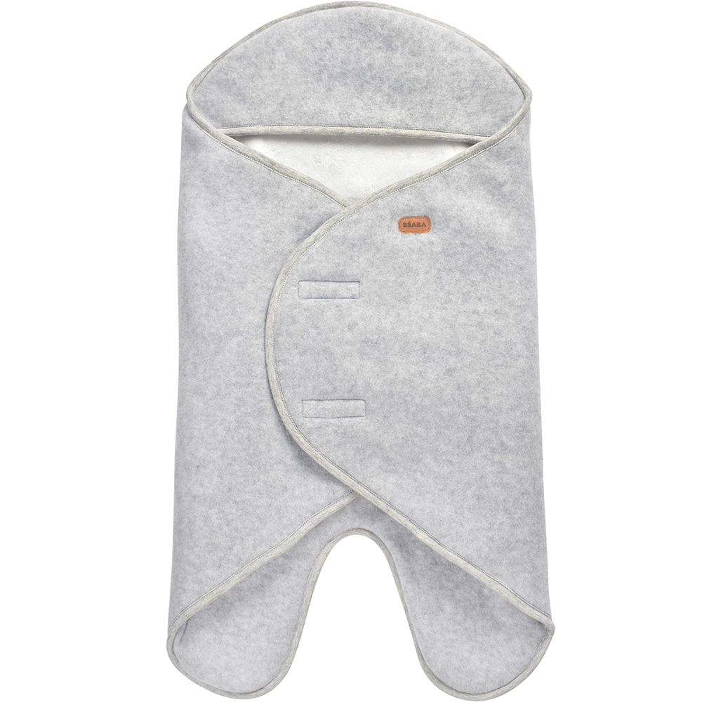 Béaba - Couverture Babynomade double polaire gris chiné et blanc (0-6 mois)