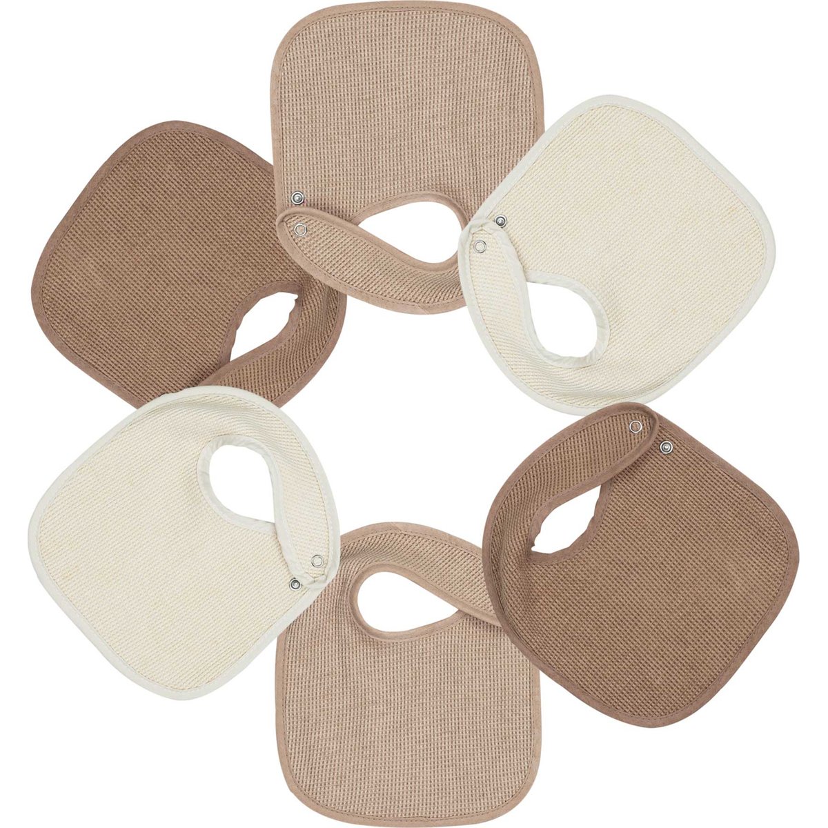Trois Kilos Sept - Lot de 6 bavoirs de naissance Nid d'abeille Beige-Choco