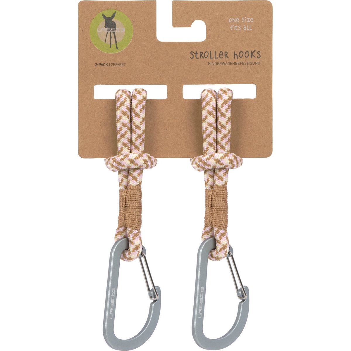 Lot de 2 crochets attaches poussettes camel vanille (Lassig) - Image 3