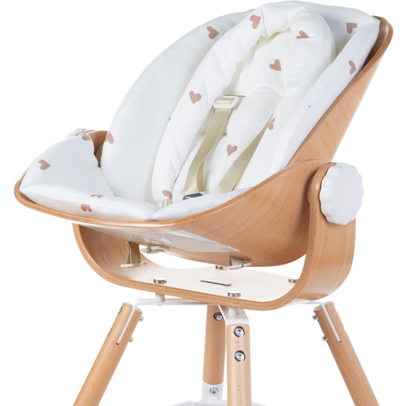 Coussin réducteur naissance pour chaise haute Evolu Newborn Jersey coeurs dorés (Childhome) - Image 1