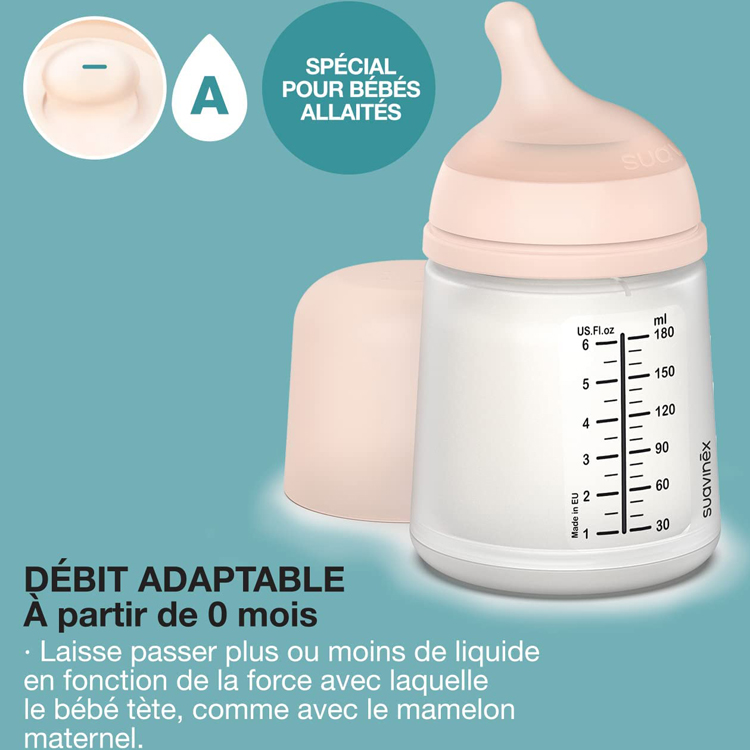 Coffret biberon Zéro Zéro 180 ml + 1 sucette symétrique SX PRO (Suavinex) - Image 3