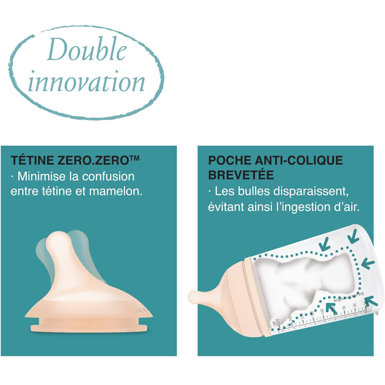 Coffret biberon Zéro Zéro 180 ml + 1 sucette symétrique SX PRO (Suavinex) - Image 4