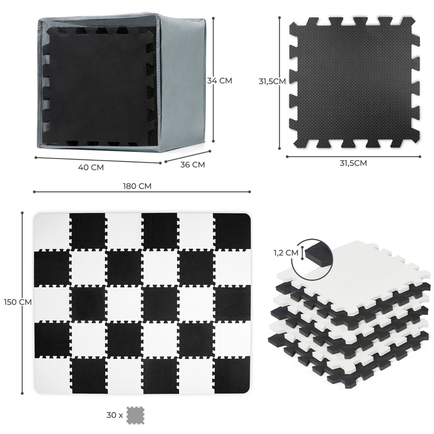 Tapis puzzle Luno Black (150 x 180 cm) (Kinderkraft) - Image 9