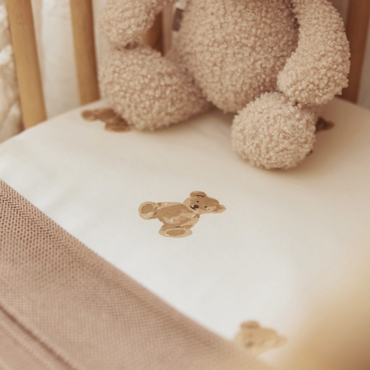 Jollein - Drap housse en coton ours Teddy Bear (60 x 120 cm)