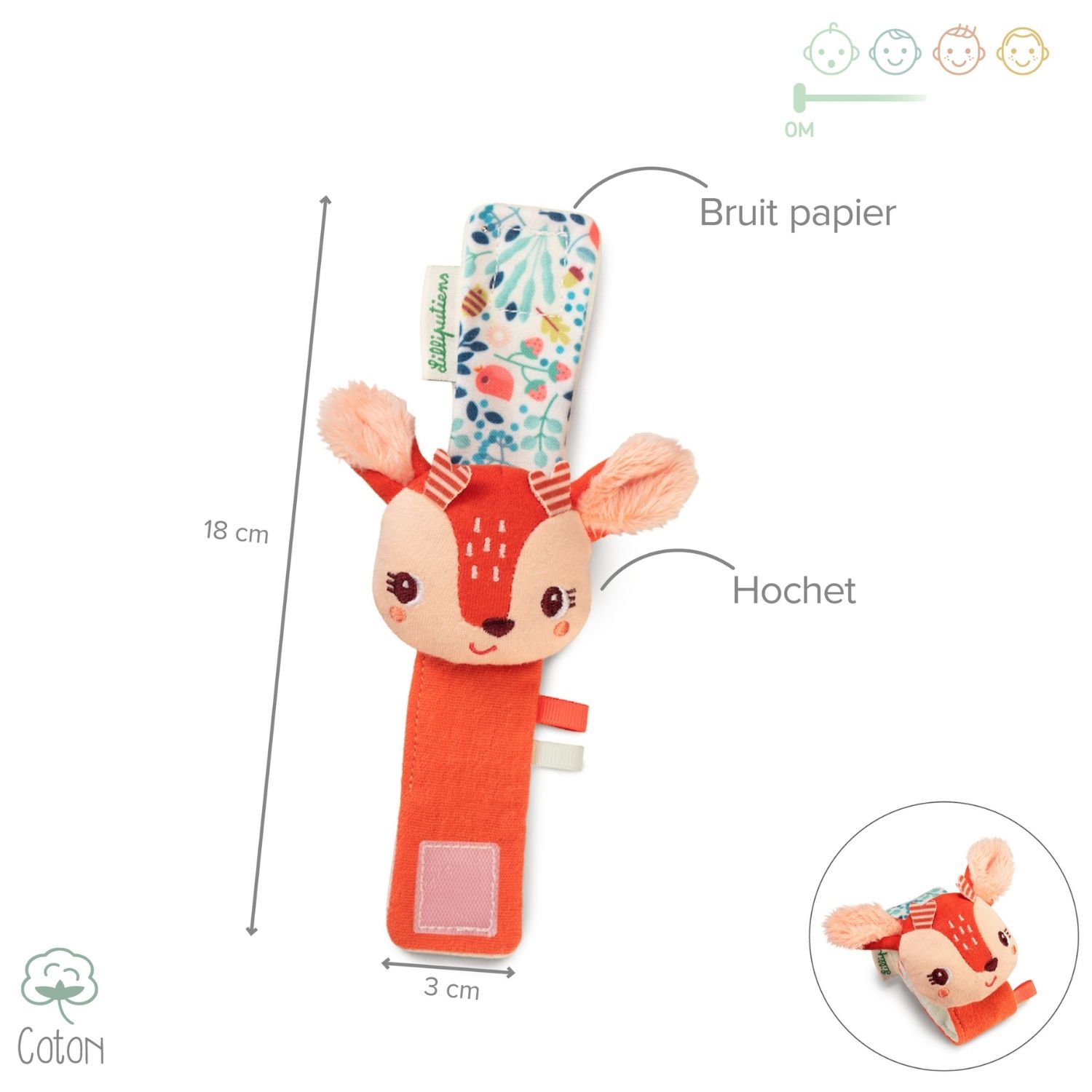 Hochet bracelet eco Stella (18 cm) (Lilliputiens) - Image 3