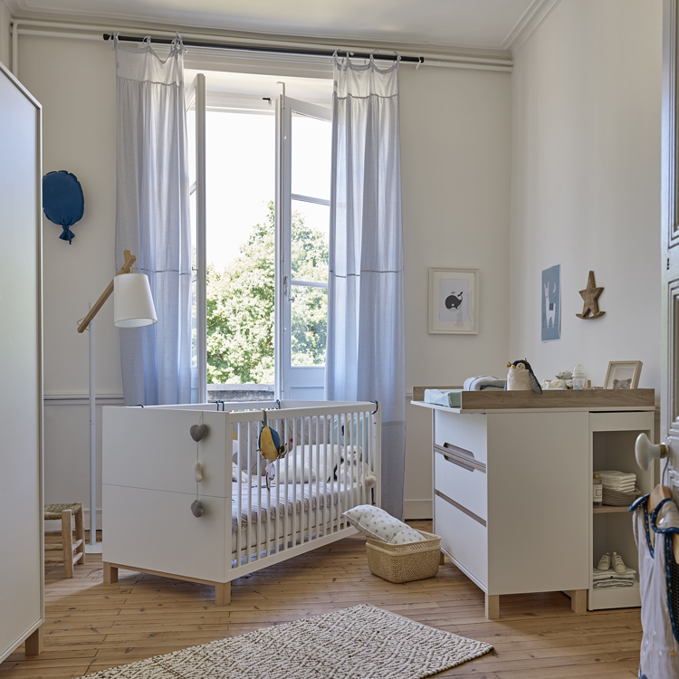 Commode à langer 3 tiroirs et petite bibliothèque mobile blanc Céleste (Galipette) - Image 5