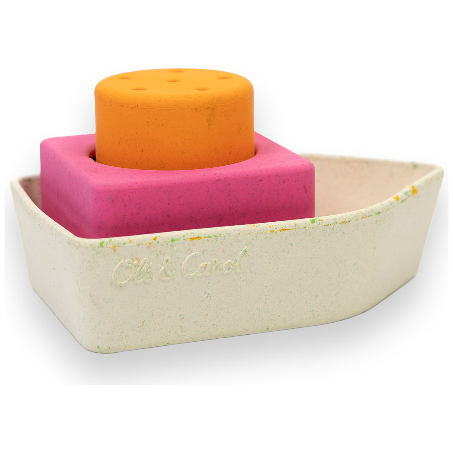Oli and Carol - Jouet de bain bateau en caoutchouc orange