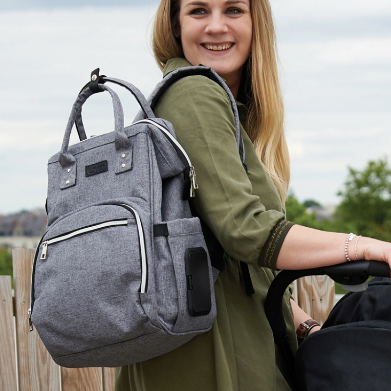 Sac à dos à langer gris (Tinéo) - Image 3