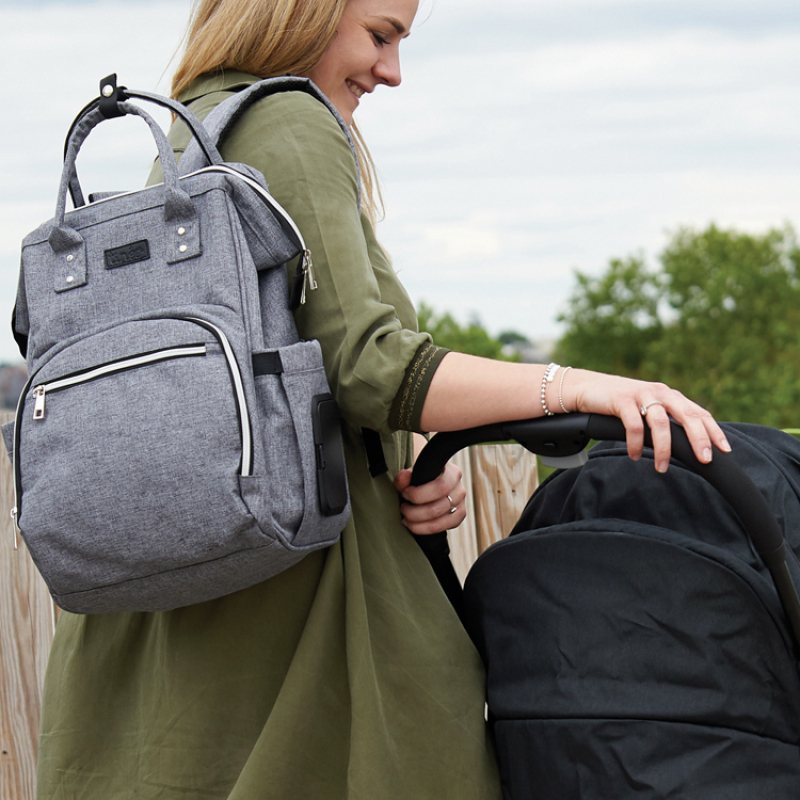 Sac à dos à langer gris (Tinéo) - Image 4