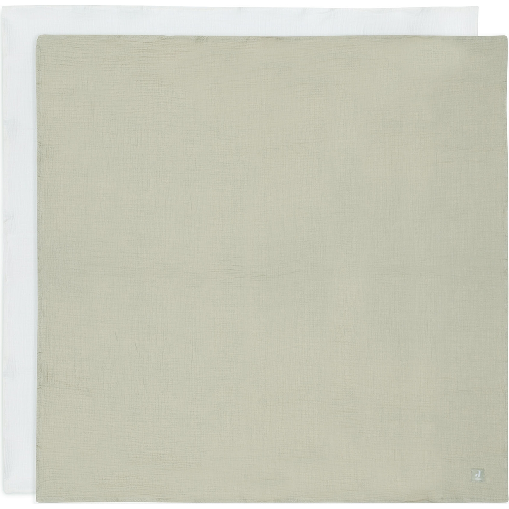Jollein - Lot de 2 maxi-langes en coton Olive Green-Ivory (115 x 115 cm)