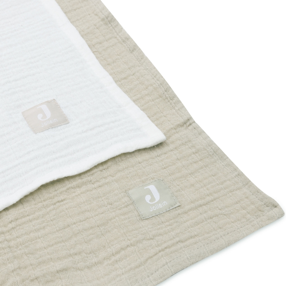 Lot de 2 maxi-langes en coton Olive Green-Ivory (115 x 115 cm) (Jollein) - Image 6