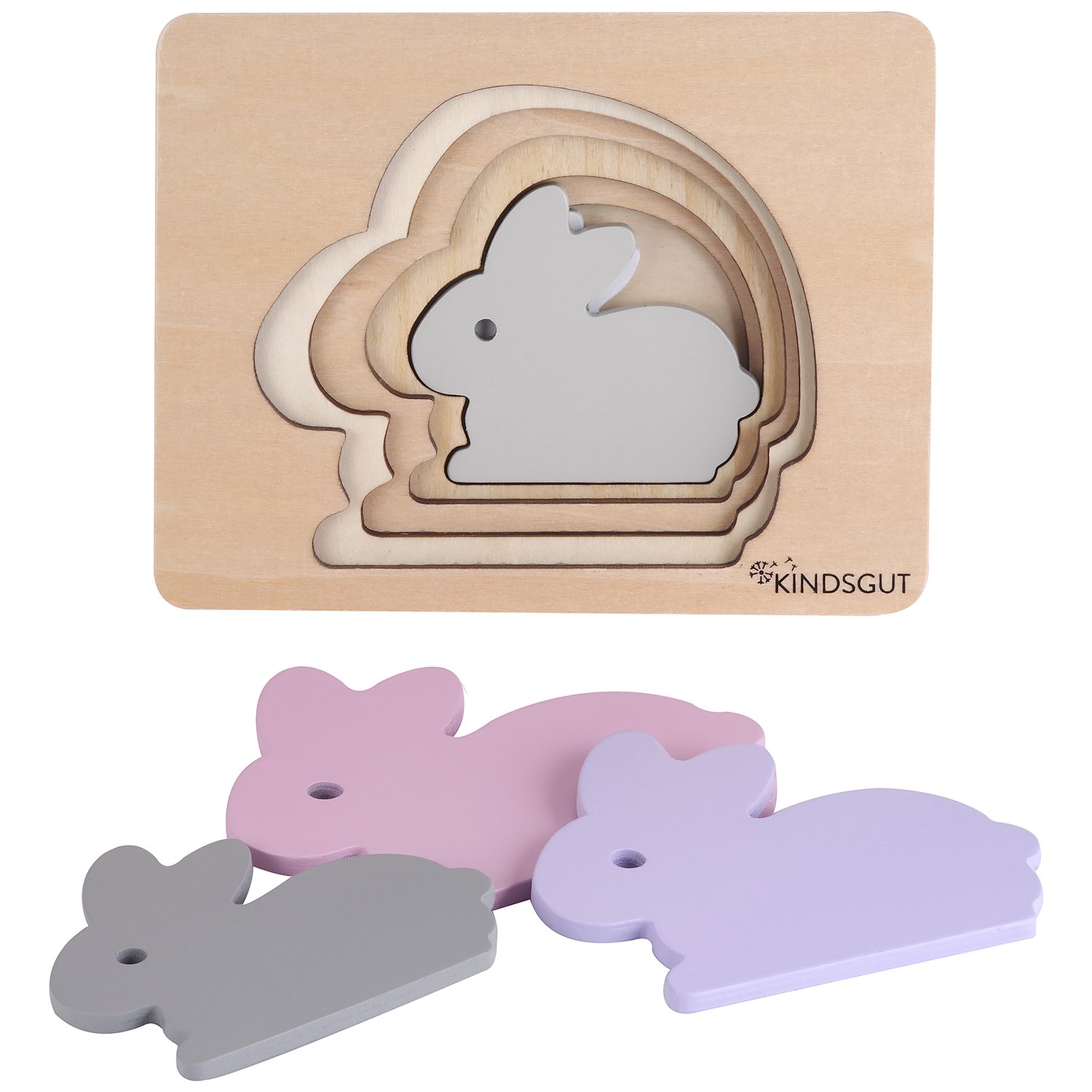 Puzzle en bois Lapin (6 pièces) (Kindsgut) - Image 1