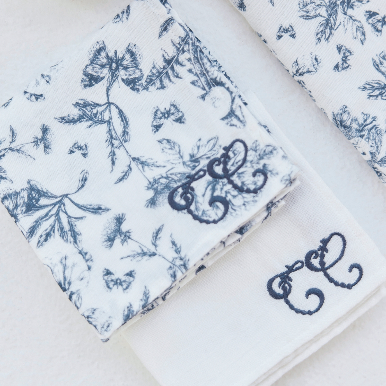 Tartine et Chocolat - Set de 2 langes Toile de Jouy bleu (70 x 70 cm)
