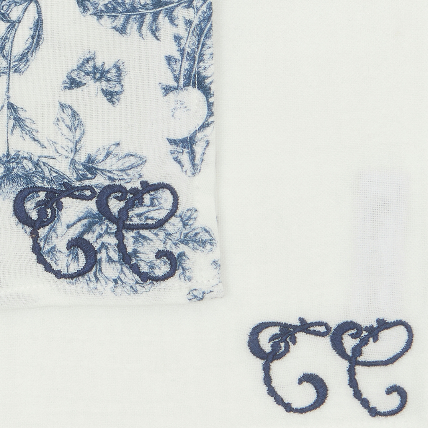 Set de 2 langes Toile de Jouy bleu (70 x 70 cm) (Tartine et Chocolat) - Image 2