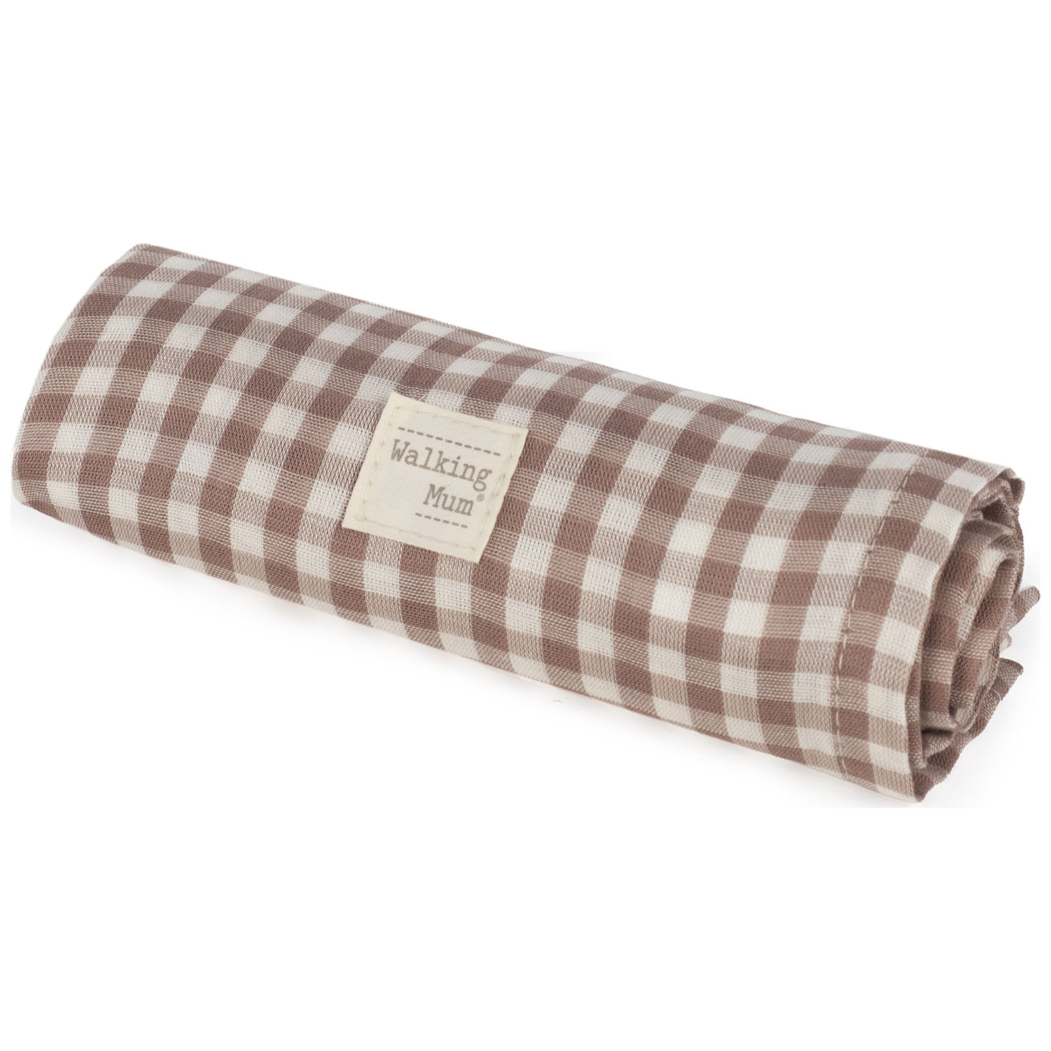 Drap housse pour nacelle Rayures et Lange Praliné Vichy Moka (Walking Mum) - Image 1