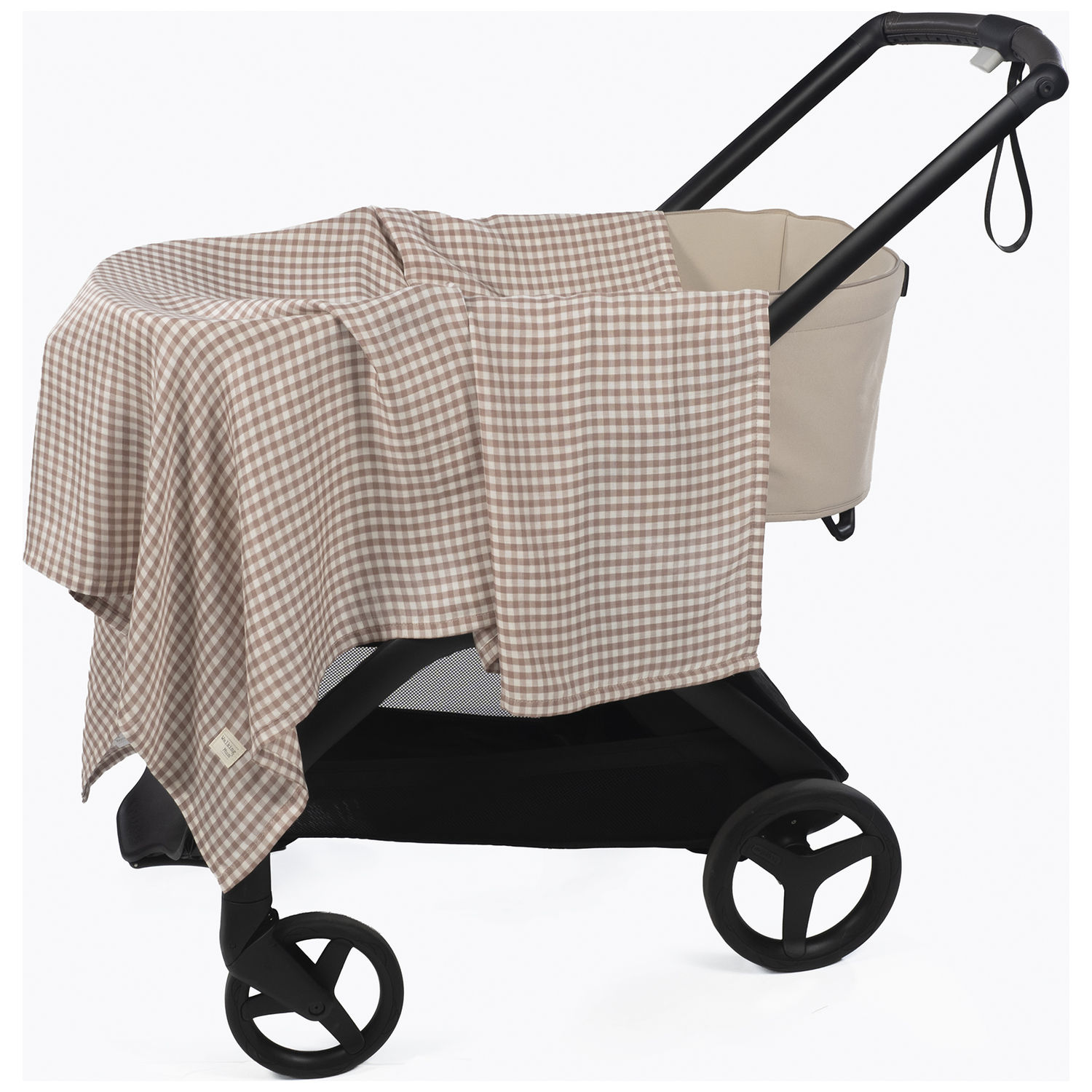 Drap housse pour nacelle Rayures et Lange Praliné Vichy Moka (Walking Mum) - Image 4