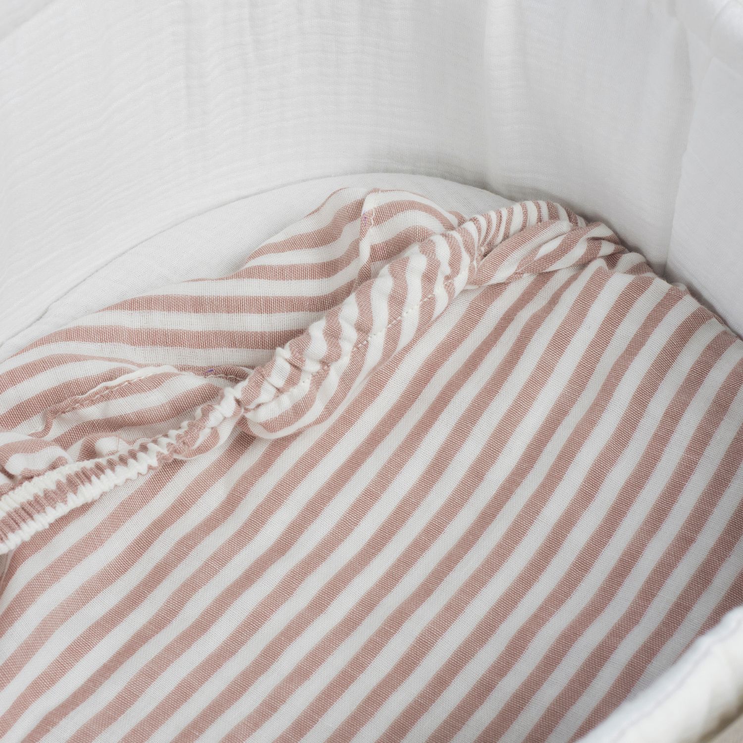 Drap housse pour nacelle Rayures et Lange Praliné Vichy Moka (Walking Mum) - Image 2