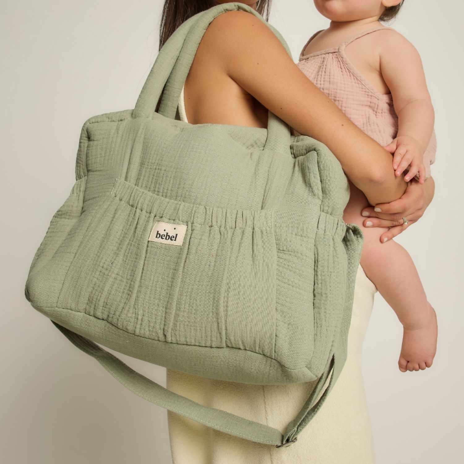 Sac à langer à anses vert amande (BEBEL) - Image 1
