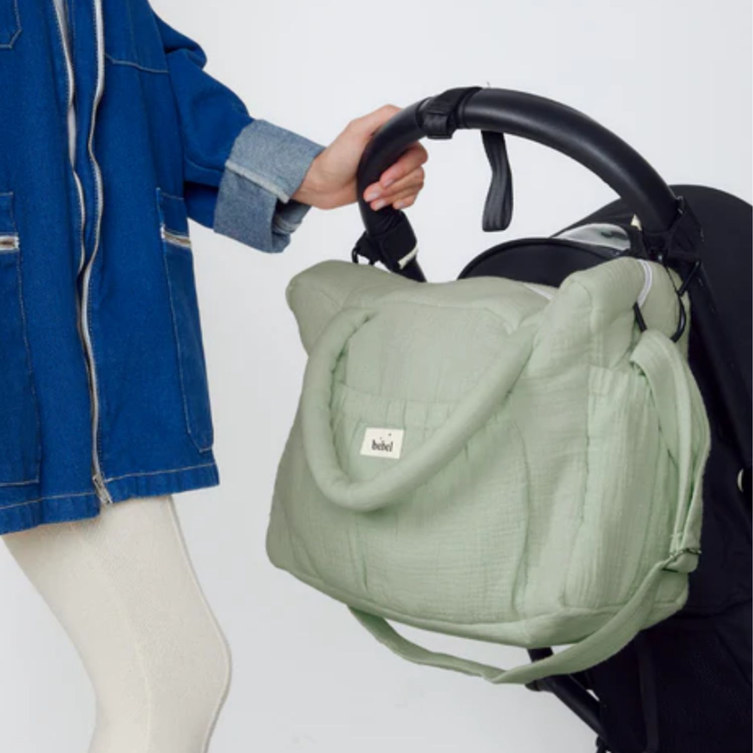 Sac à langer à anses vert amande (BEBEL) - Image 3