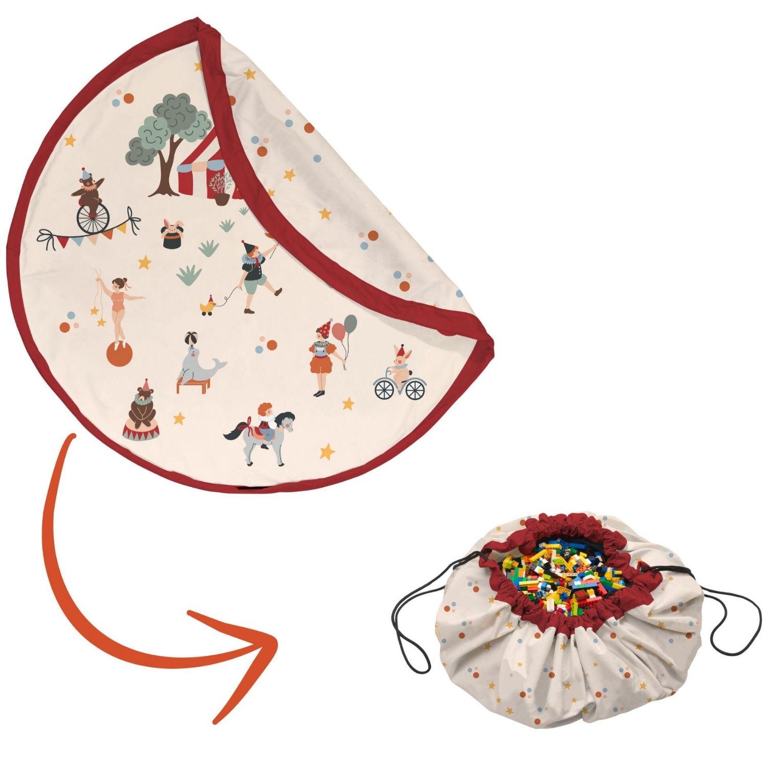 Sac à jouet 2 en 1 réversible Noomad Original Circus (Play&Go) - Image 1