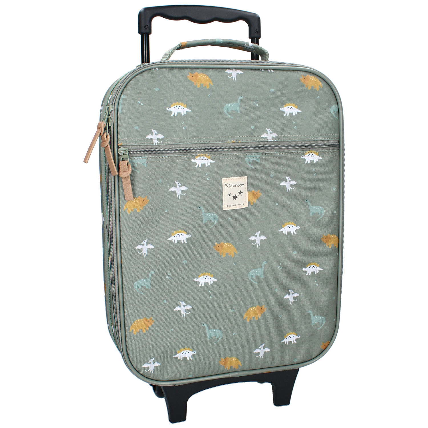Valise à roulettes enfant Dinosaures vert (Kidzroom) - Couverture