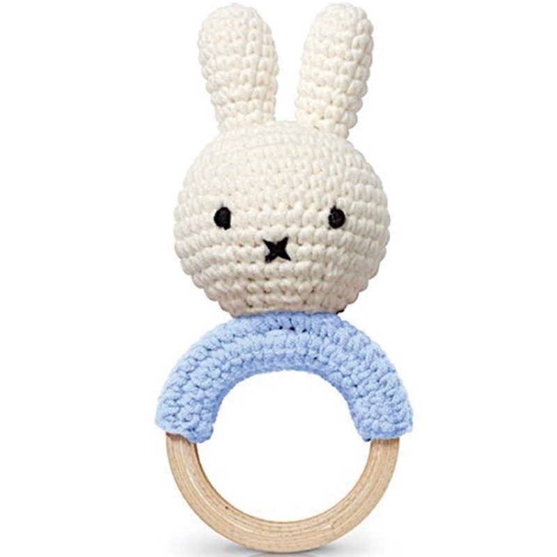 Just Dutch - Hochet anneau de dentition Miffy bleu pastel