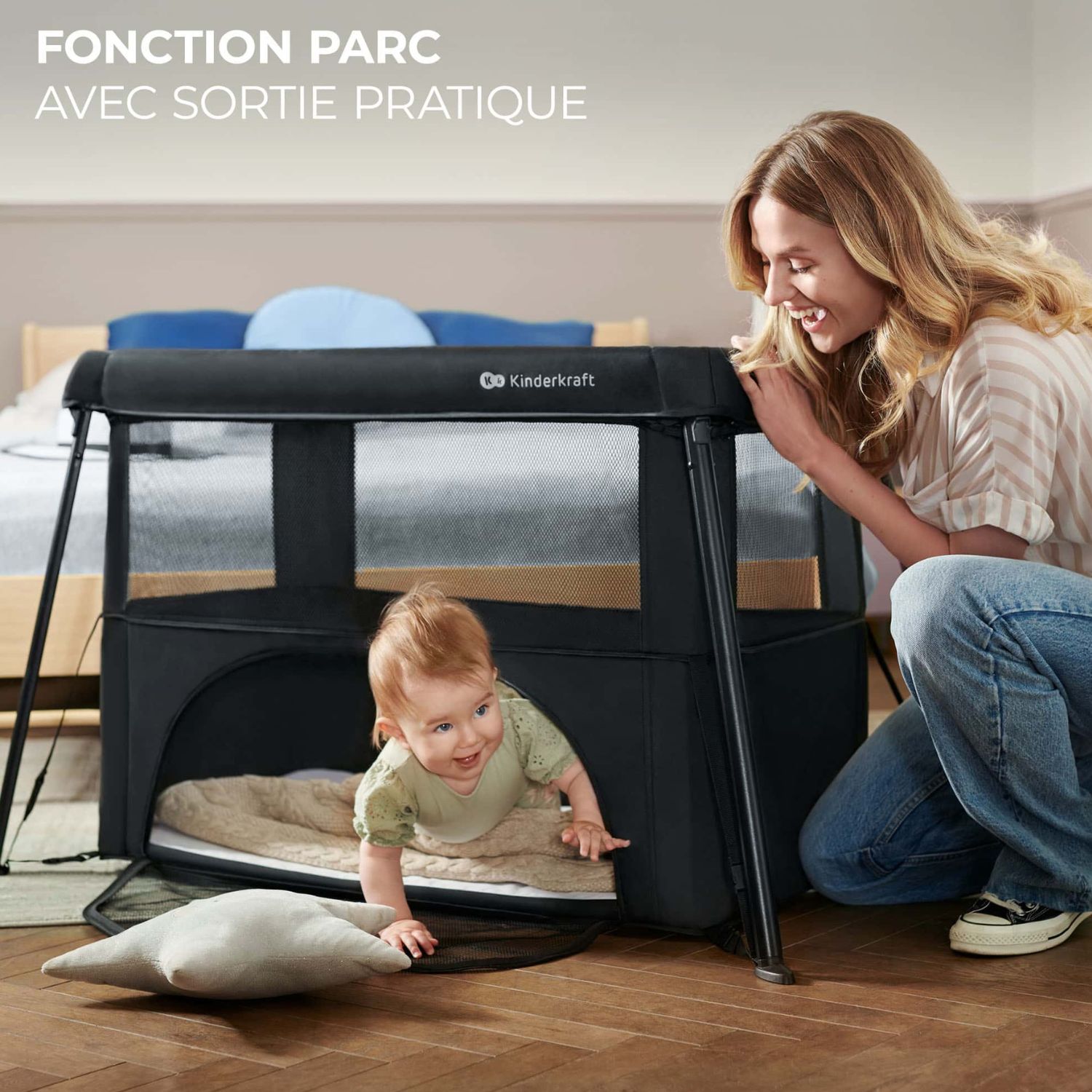 Kinderkraft - Lit bébé 3 en 1 Cami Black