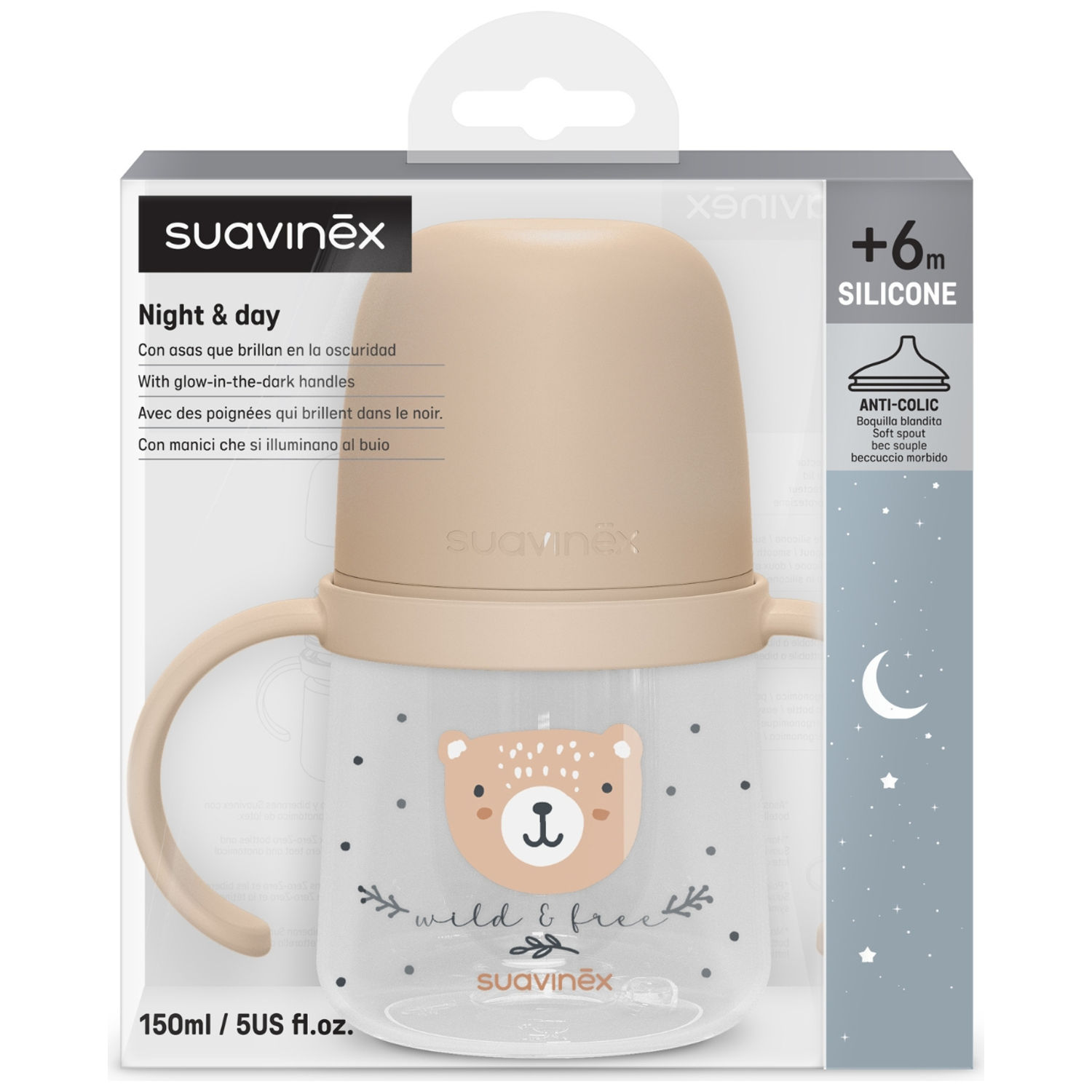 Biberon d'apprentissageWild&Free Night and Day Marron (150Ml) (Suavinex) - Image 8