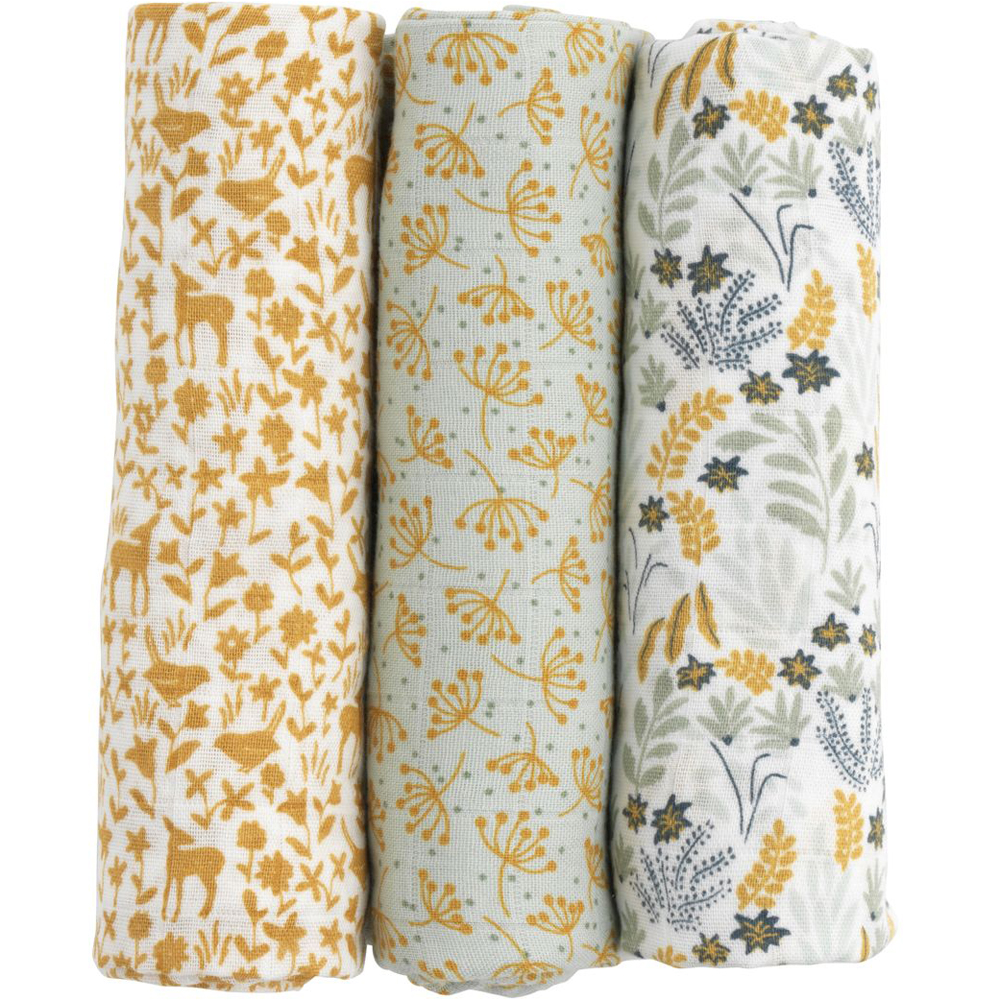 Lot de 3 langes en coton bio Promenons nous (70 x 70 cm) (Sauthon) - Image 1