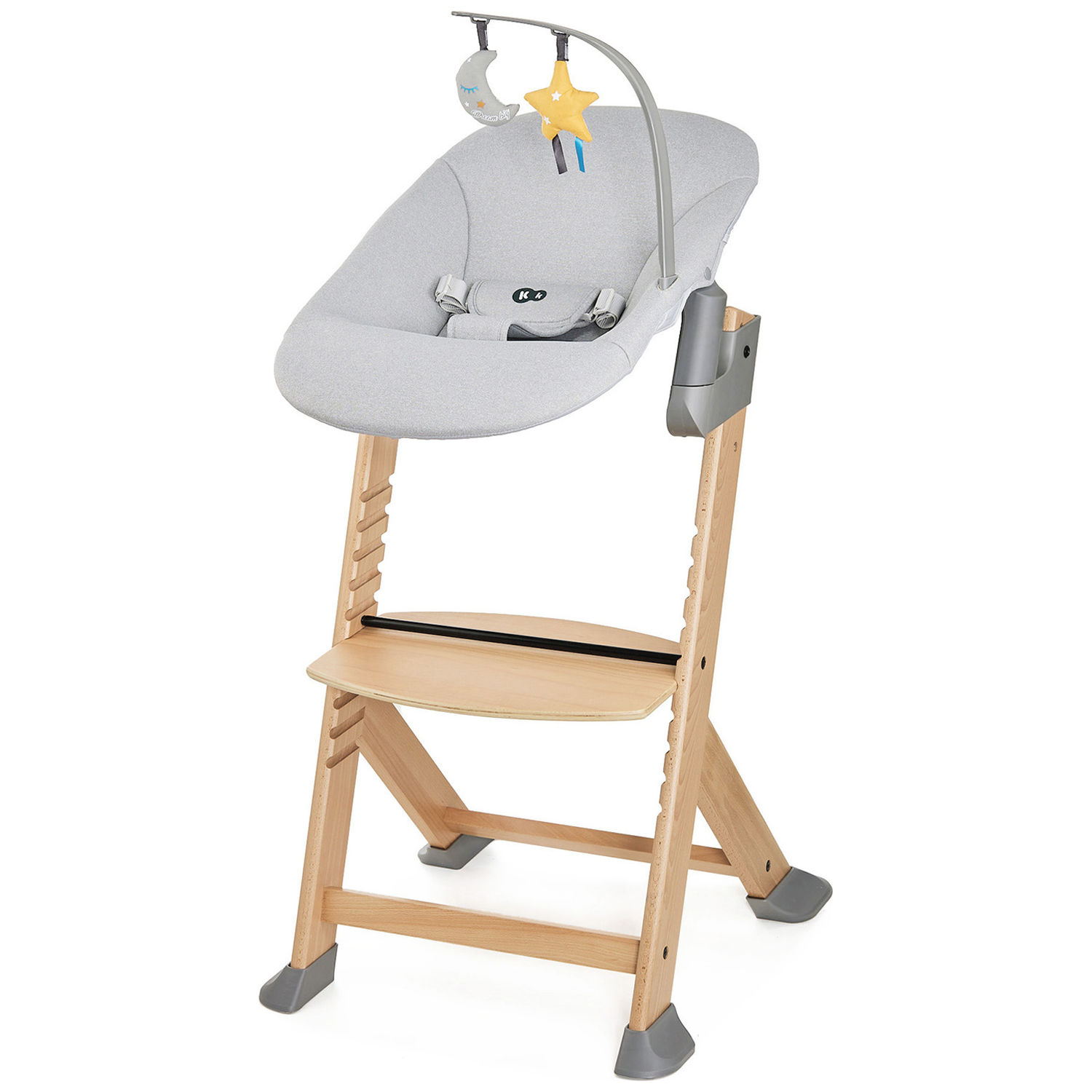 Chaise haute évolutive Enock avec transat Calmee Grey (Kinderkraft) - Couverture