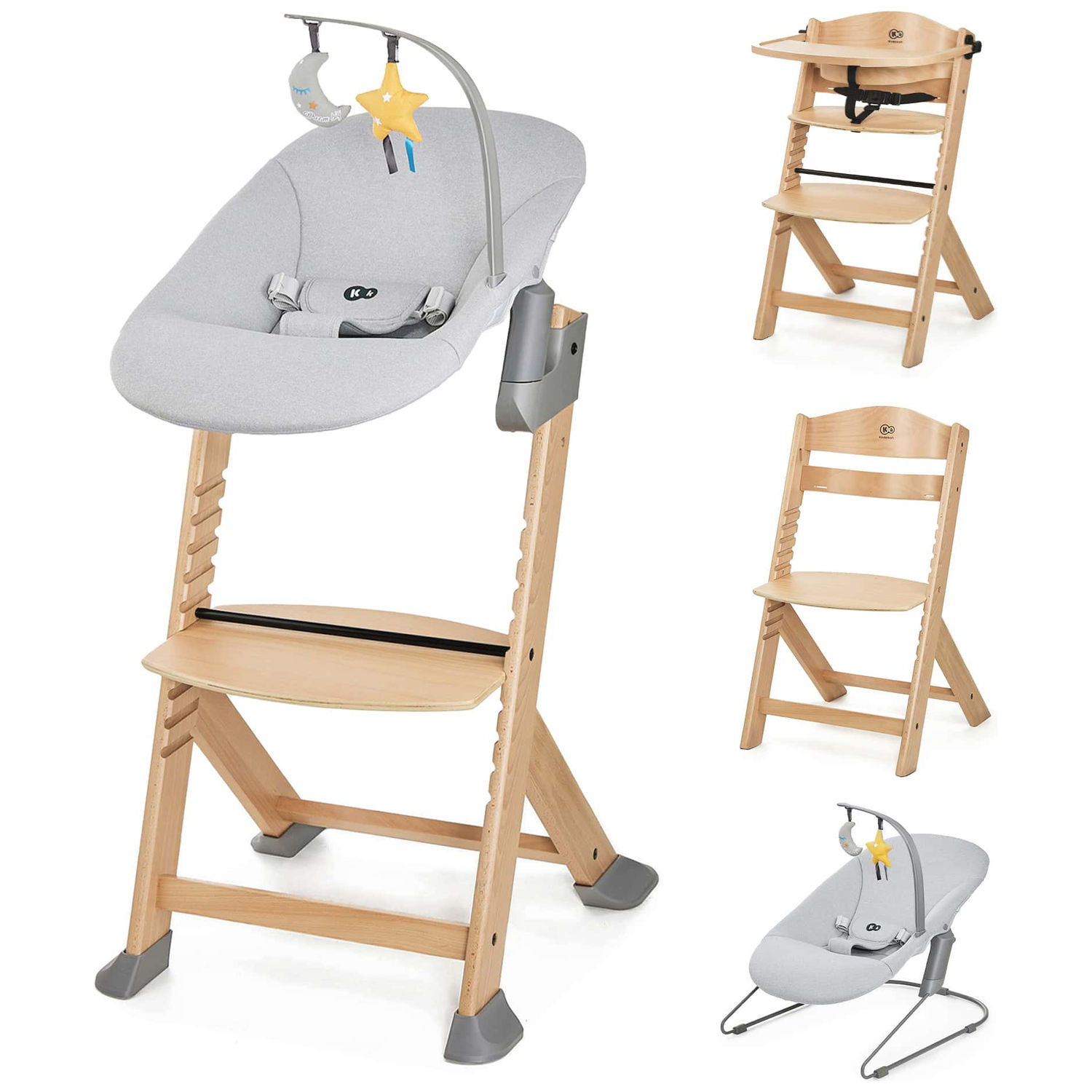 Chaise haute évolutive Enock avec transat Calmee Grey (Kinderkraft) - Image 8