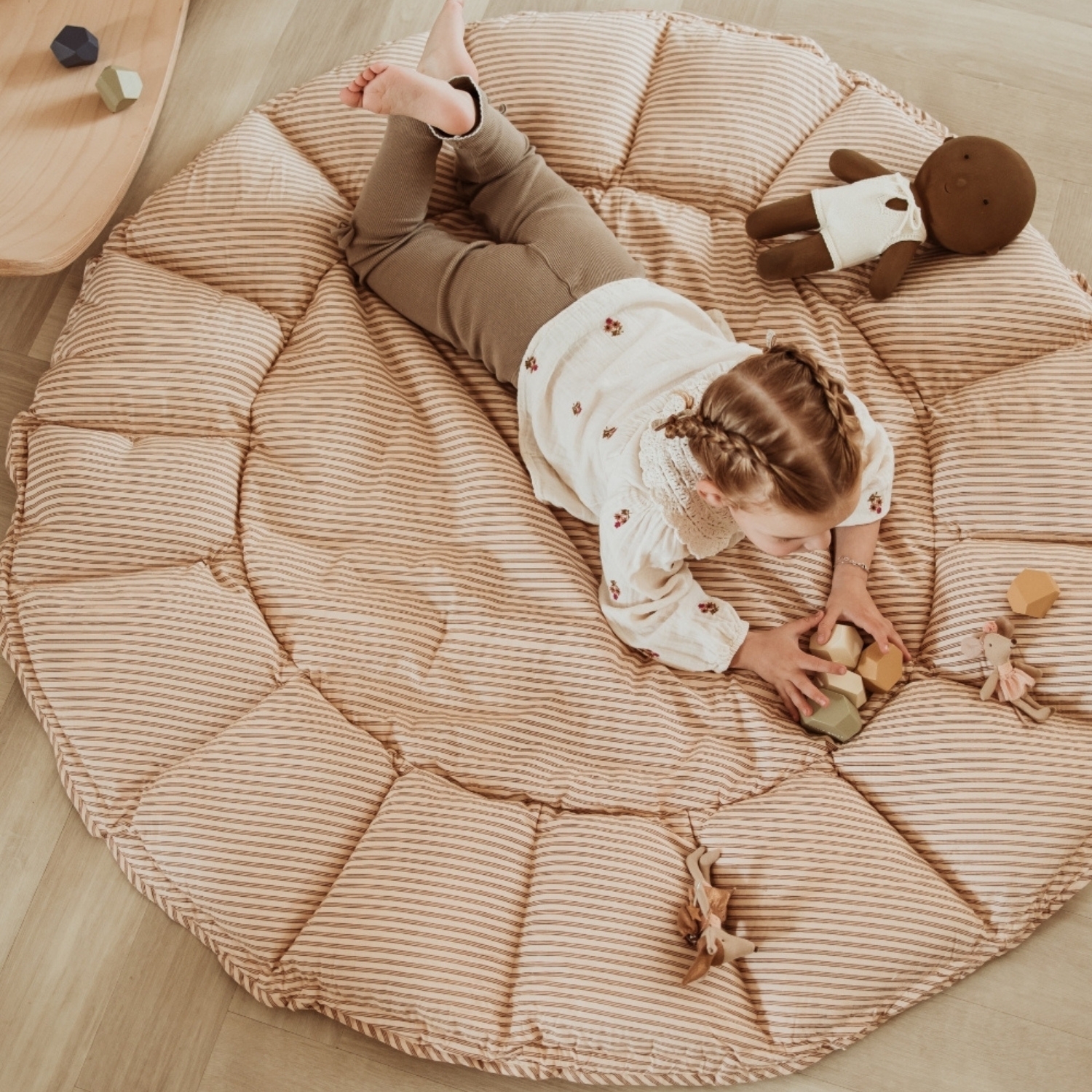 Tapis de jeu 3 en 1 Organic Coco Stripes Brown (Play & Go) - Image 3
