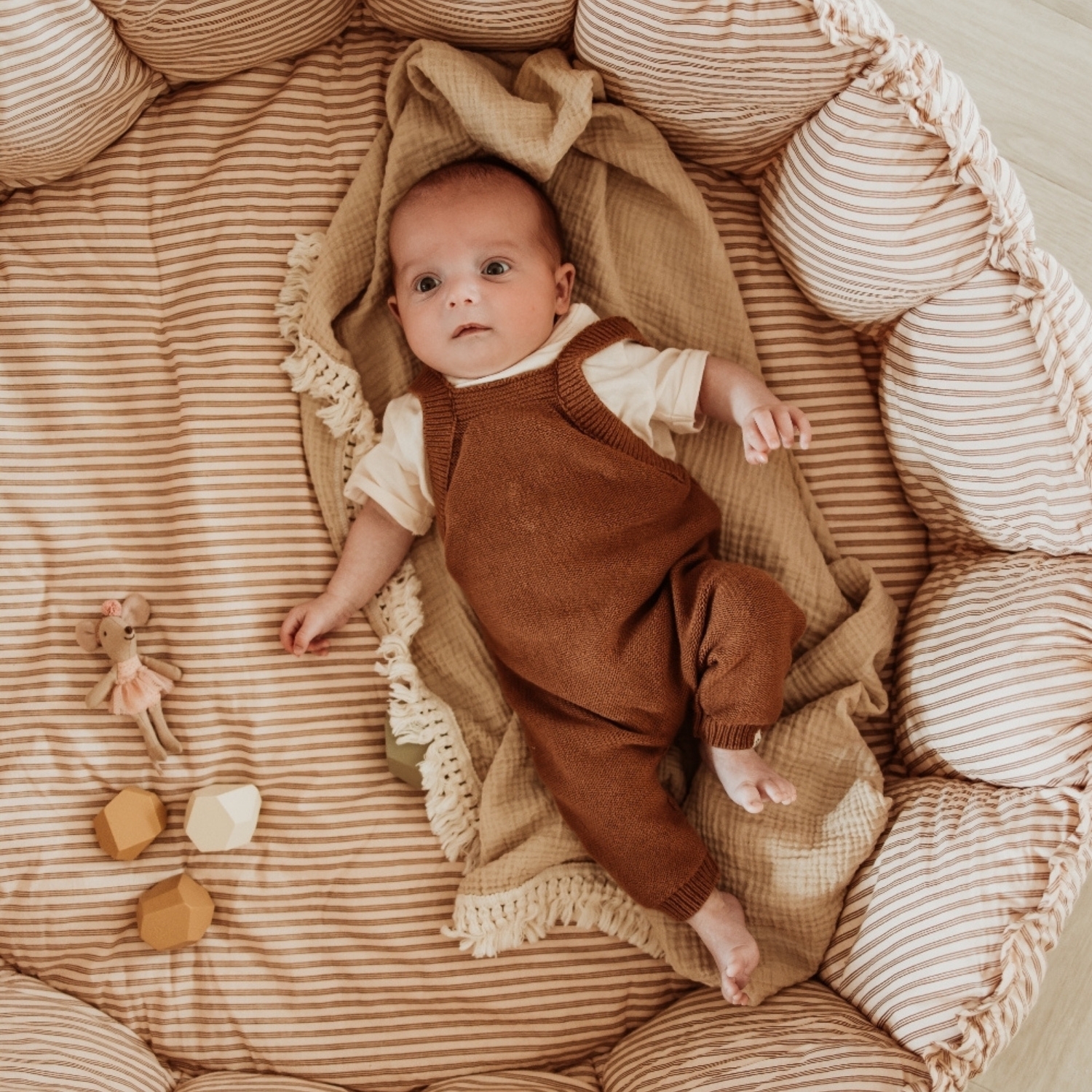 Tapis de jeu 3 en 1 Organic Coco Stripes Brown (Play & Go) - Image 5