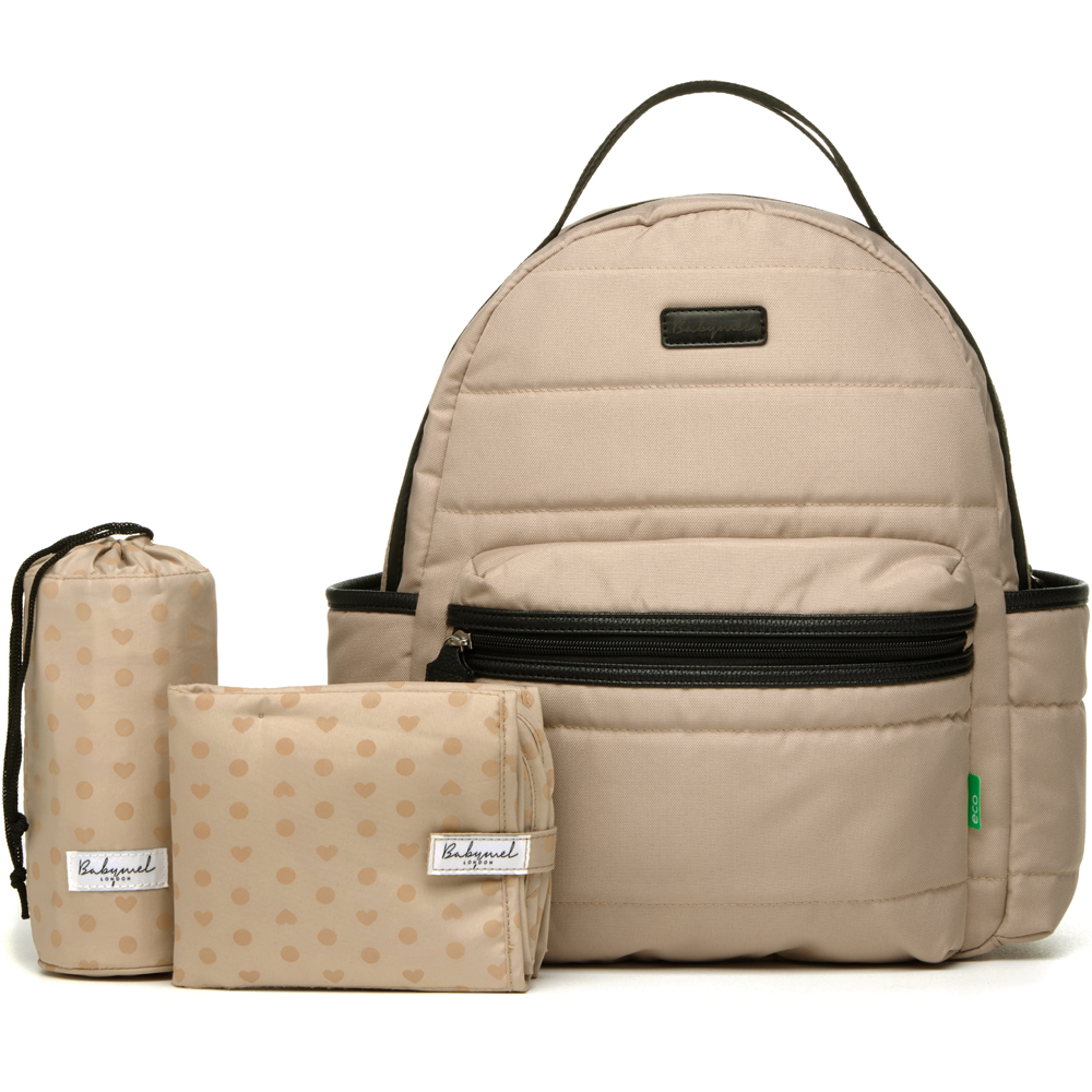 Sac à dos à langer Lola eco quilt beige (Babymel) - Couverture