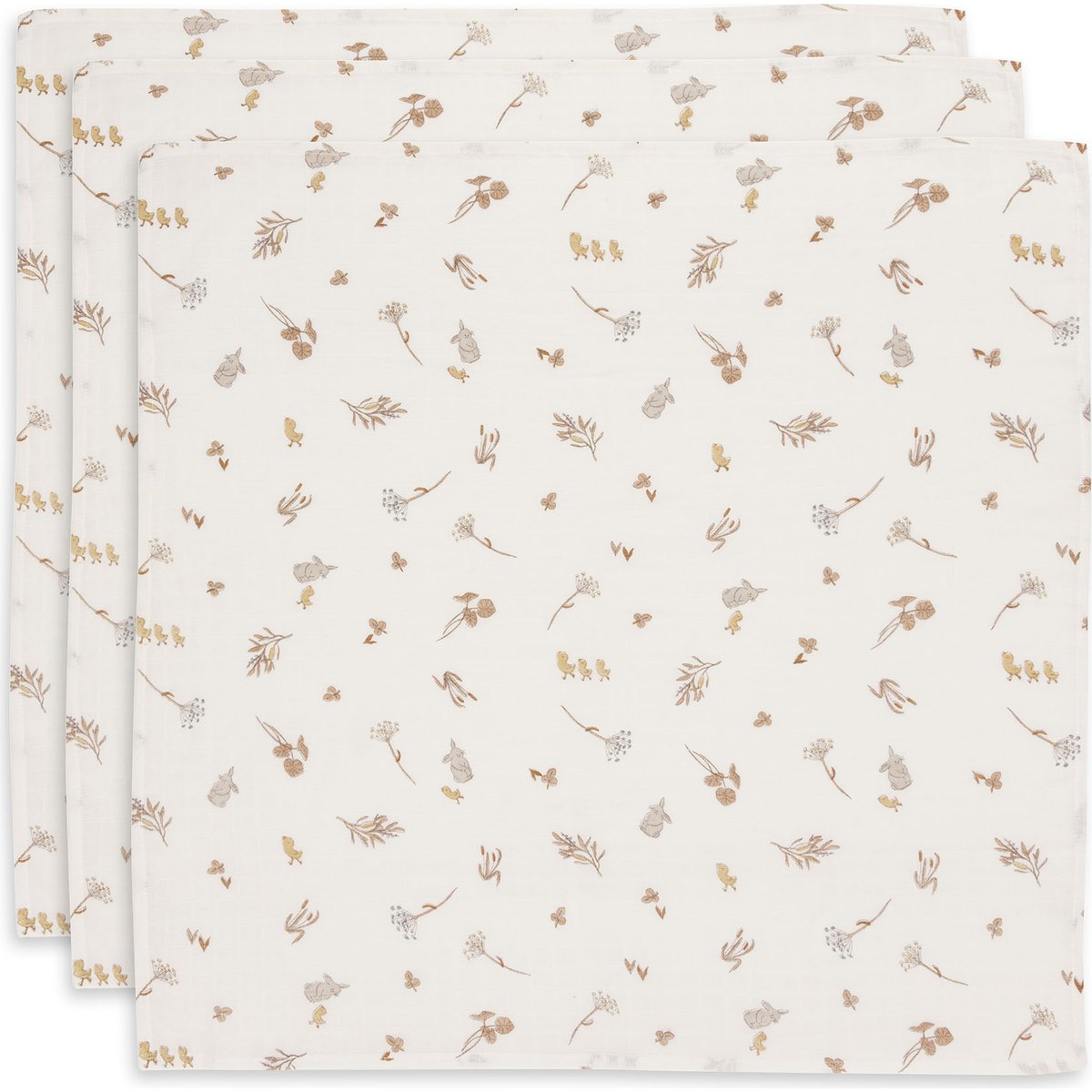 Jollein - Lot de 3 langes en coton Riverside (70 x 70 cm)