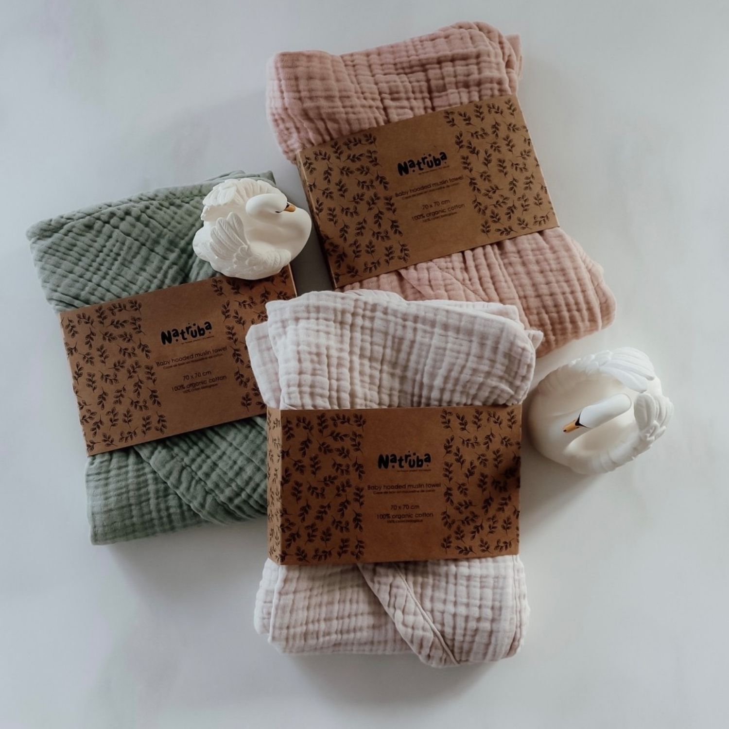 Cape de bain en coton bio crème (Natruba) - Image 3