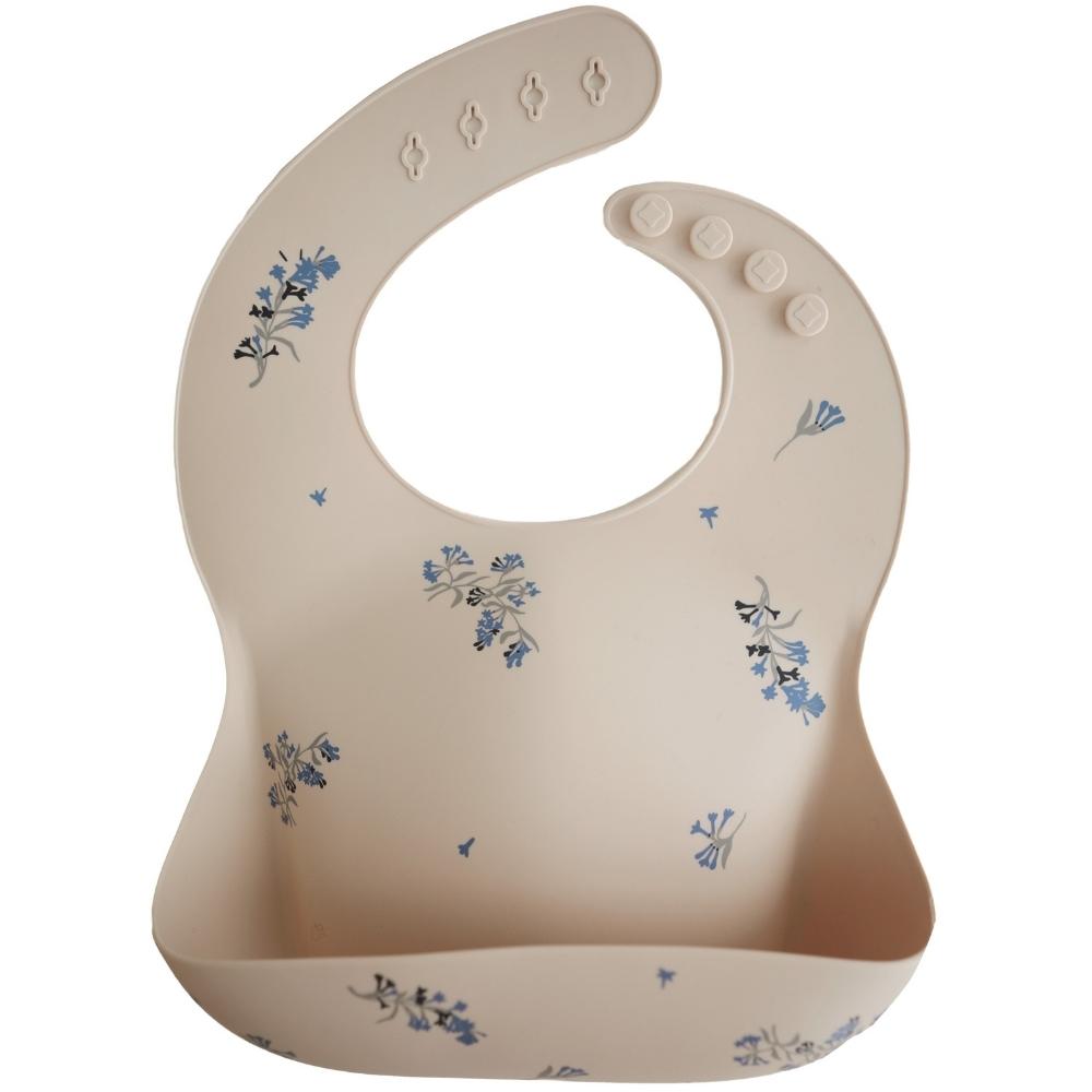 Bavoir à poche en silicone Lilac flowers (Mushie) - Image 1
