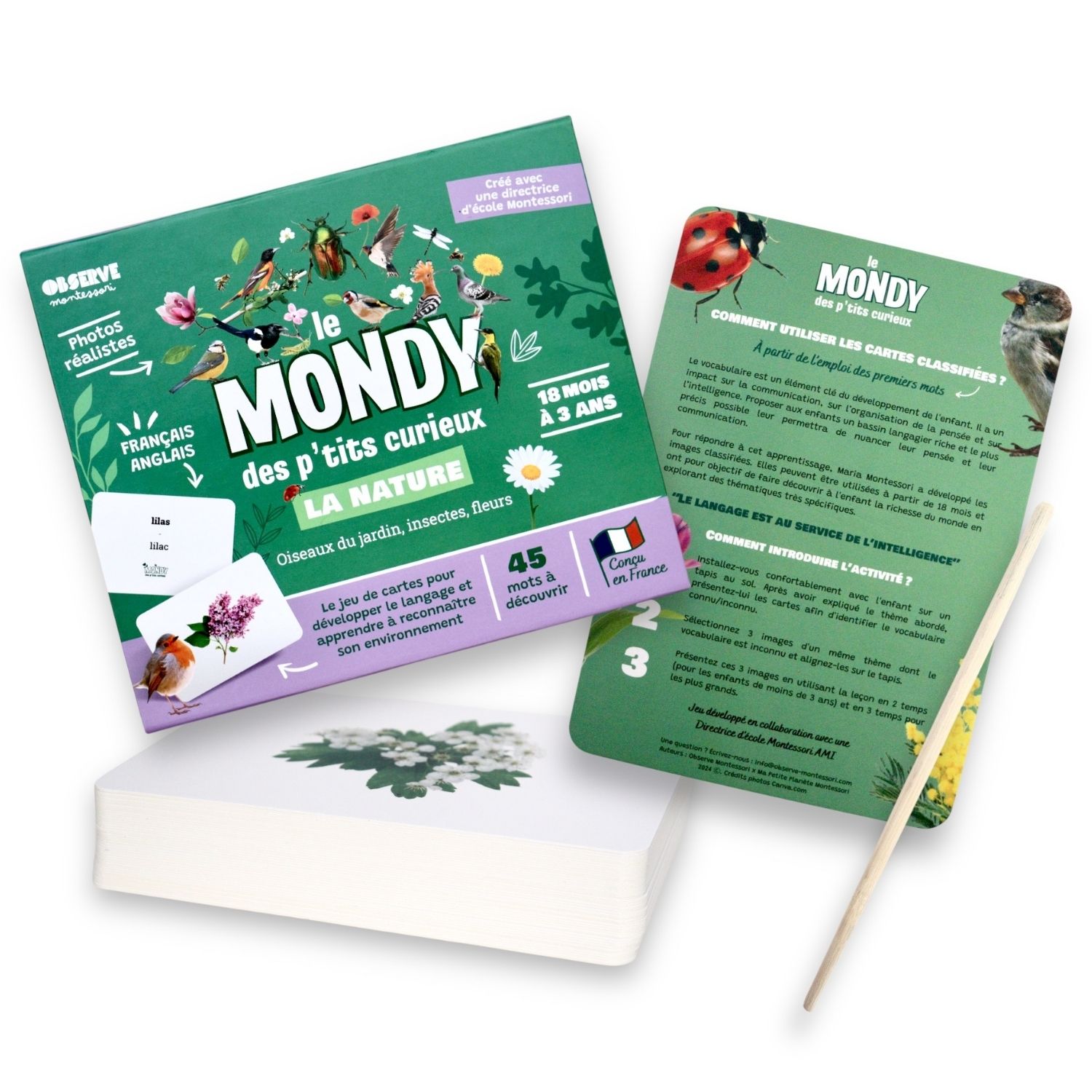 Coffret Mondy des Curieux (45 cartes de langage bilingues sur le thème de la nature) (Observe Édition) - Image 6