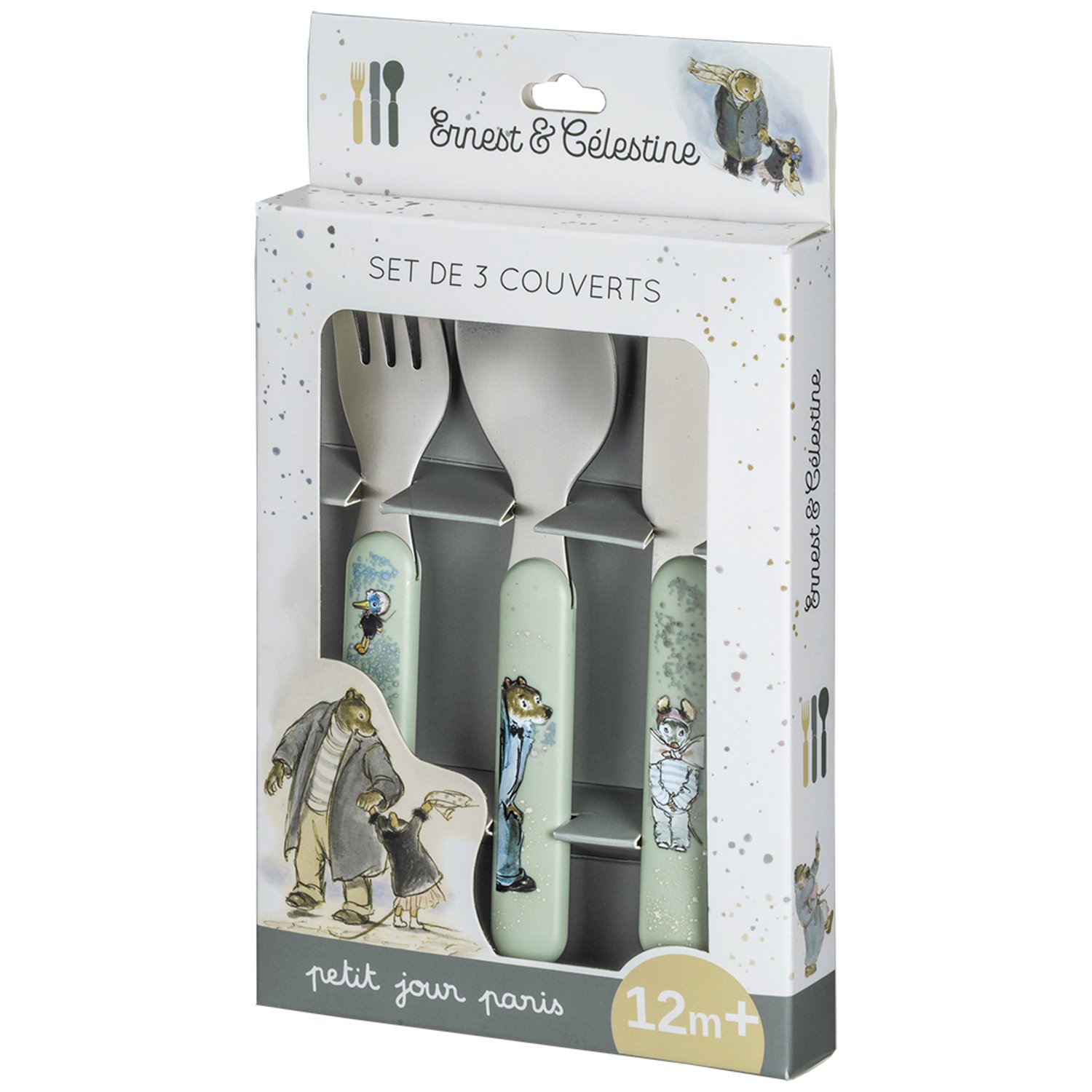 Set de 3 couverts Ernest et Célestine (Petit Jour Paris) - Image 1