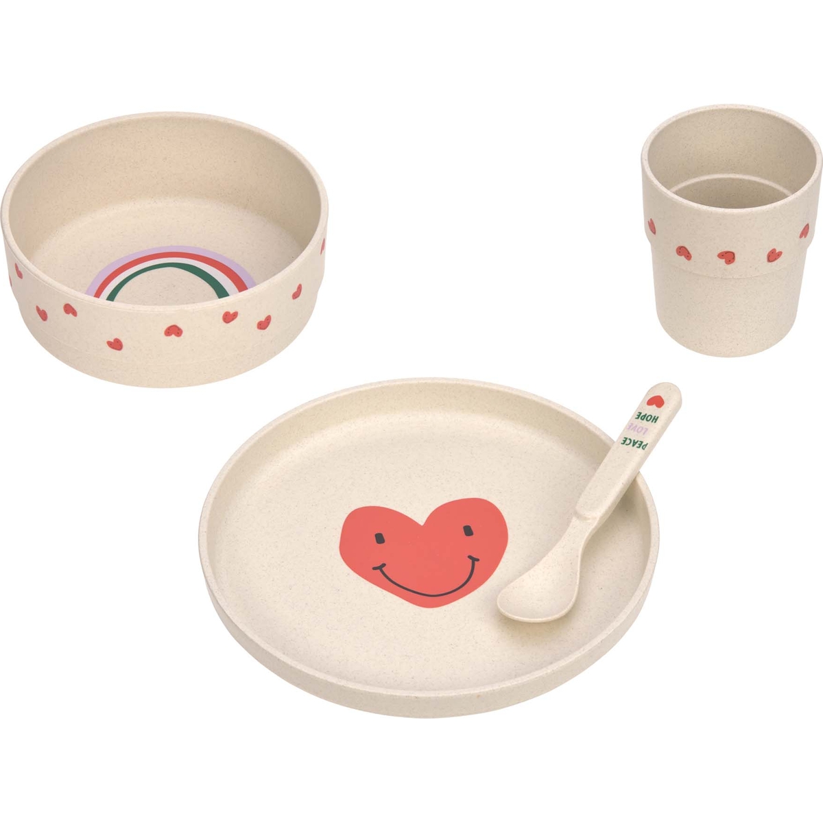 Lassig - Coffret repas Happy Rascals Coeur lavande (4 pièces)