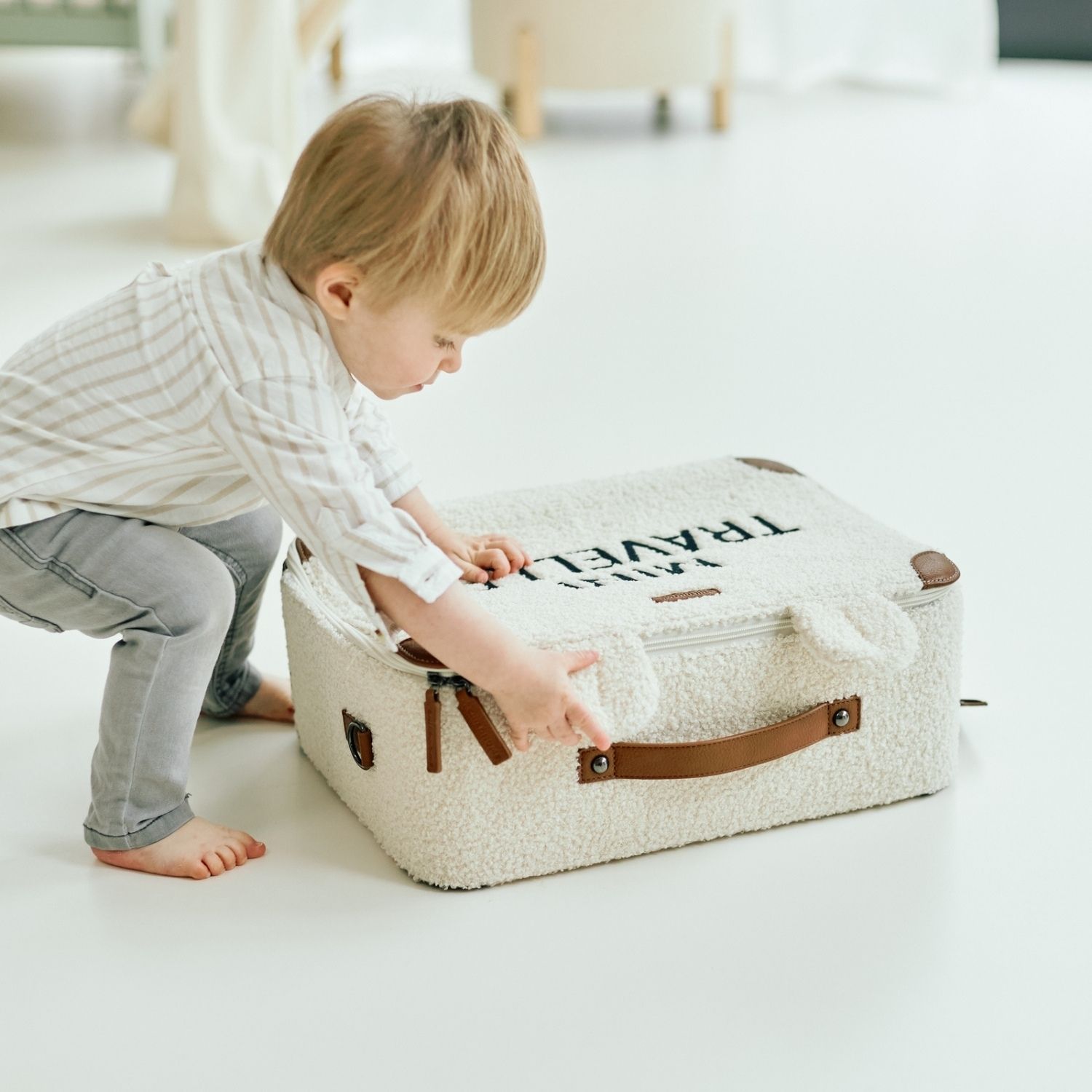 Petite valise Mini traveller Teddy écru (Childhome) - Image 1