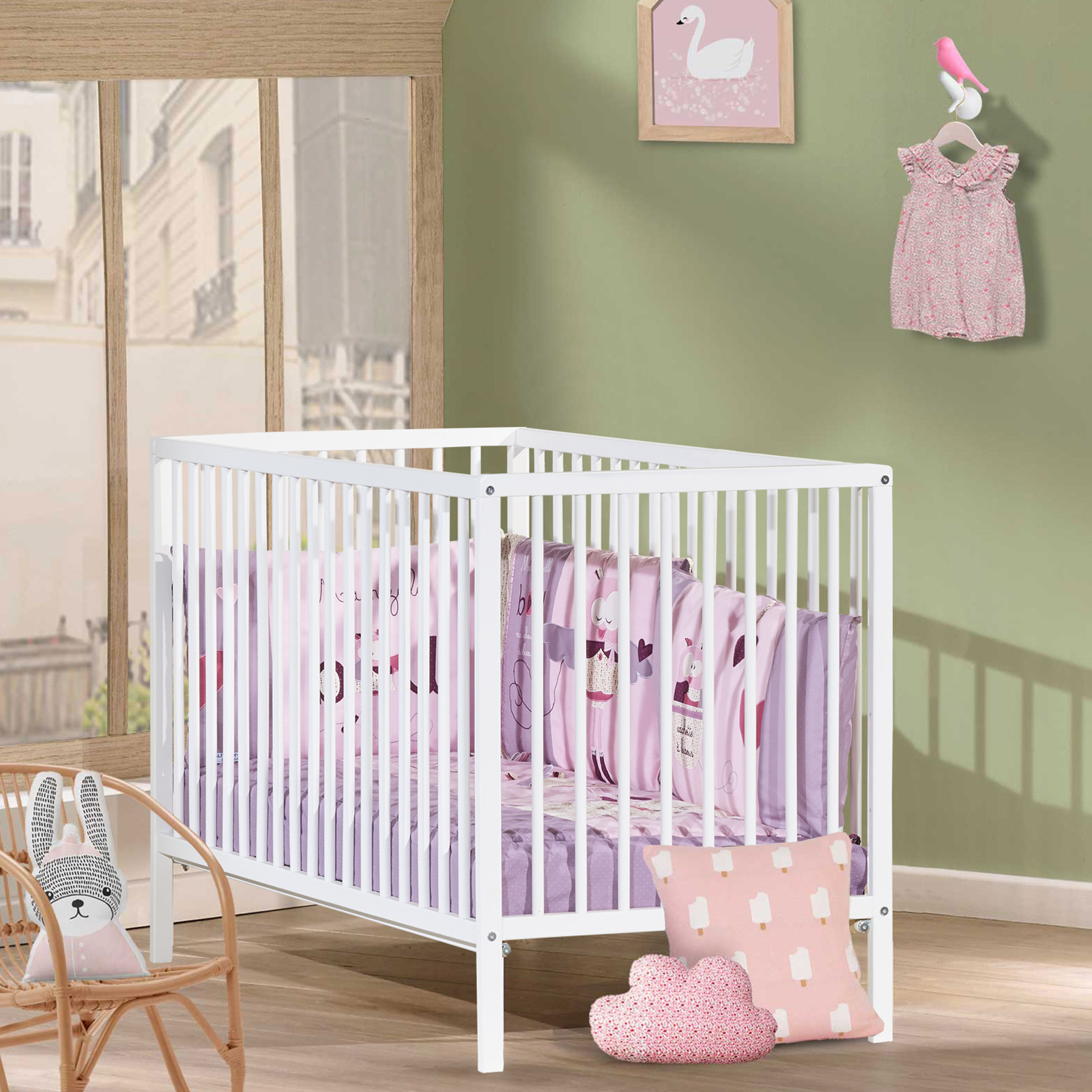 Lit à barreaux First blanc (60 x 120 cm) (Baby Price) - Image 3