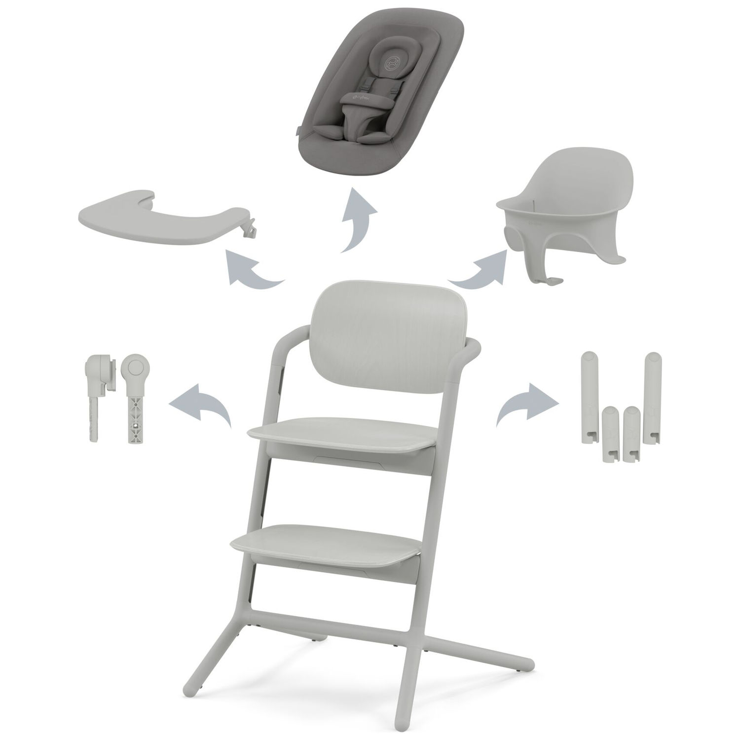 Chaise haute évolutive 4 in 1 Lemo 2 Suede Grey